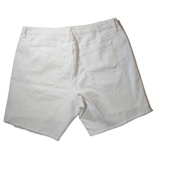 NWOT Good American 90s Icon Bermuda Shorts White raw hem denim US18 high waist - Picture 3 of 16